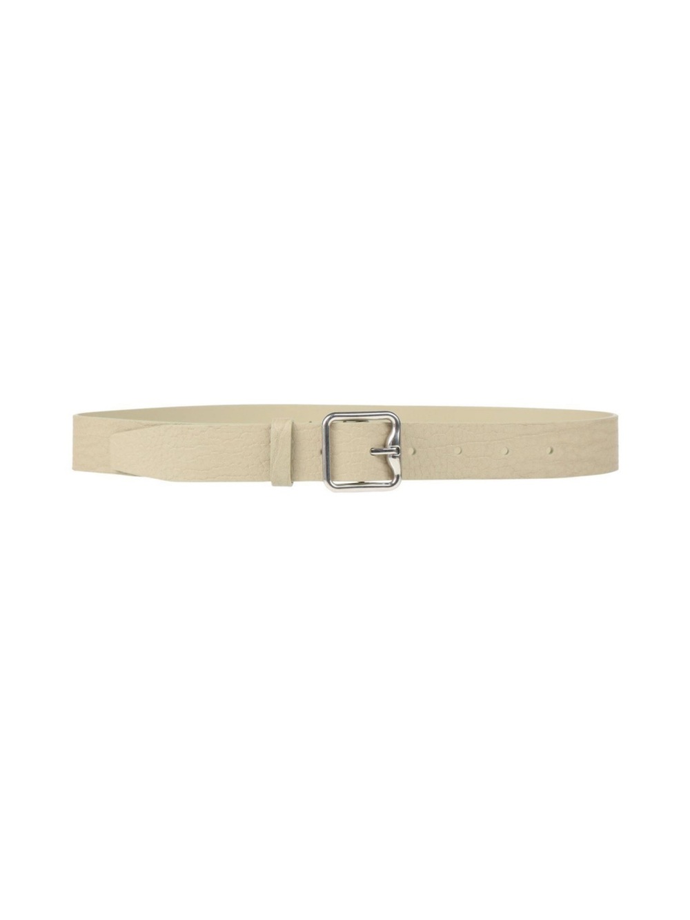 Burberry Cream Leather Belt with Silver Buckle